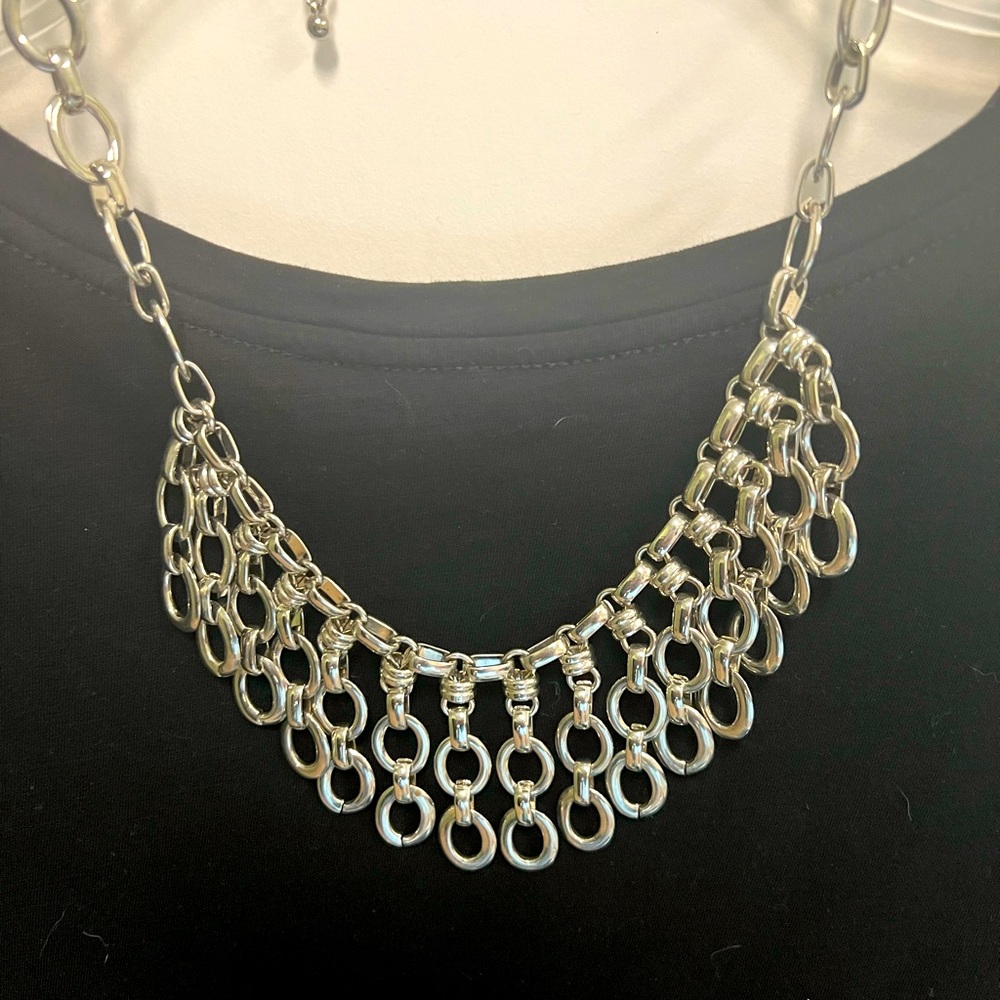 Costume silver necklace - adjustable. Listing is for necklace only.